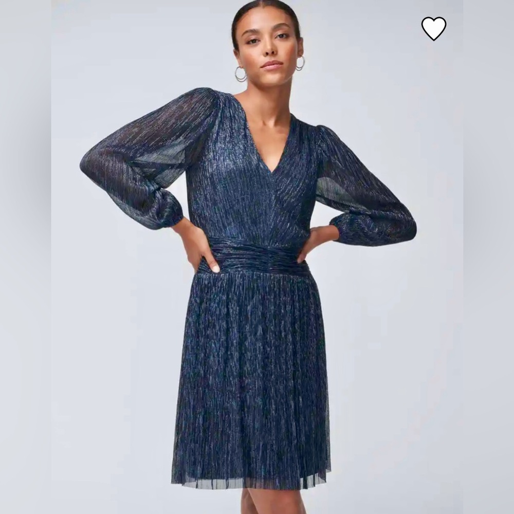 White House Black Market Long Sleeve Metallic Sparkle Mini Dress